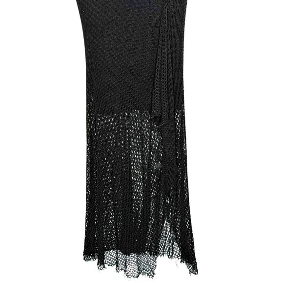 Bailey 44 S Womens Halter Neck Crochet Knit Maxi Dress Asymmetrical Black - Picture 4 of 10